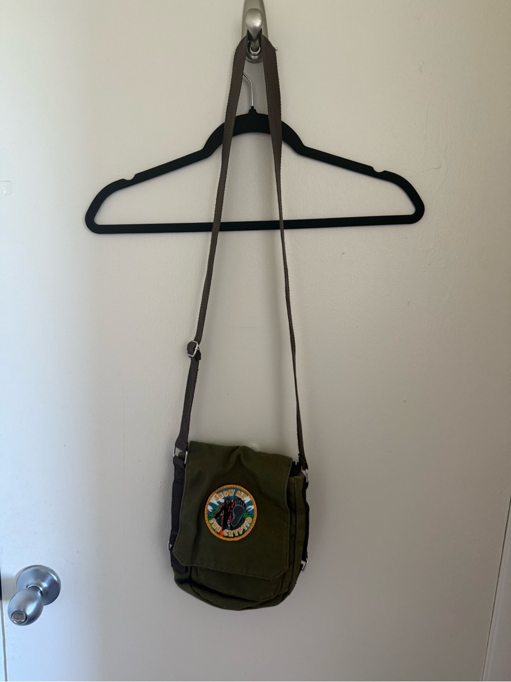 Big Foot Crytpid “show me the cryptid” Green Crossbody Messenger Bag